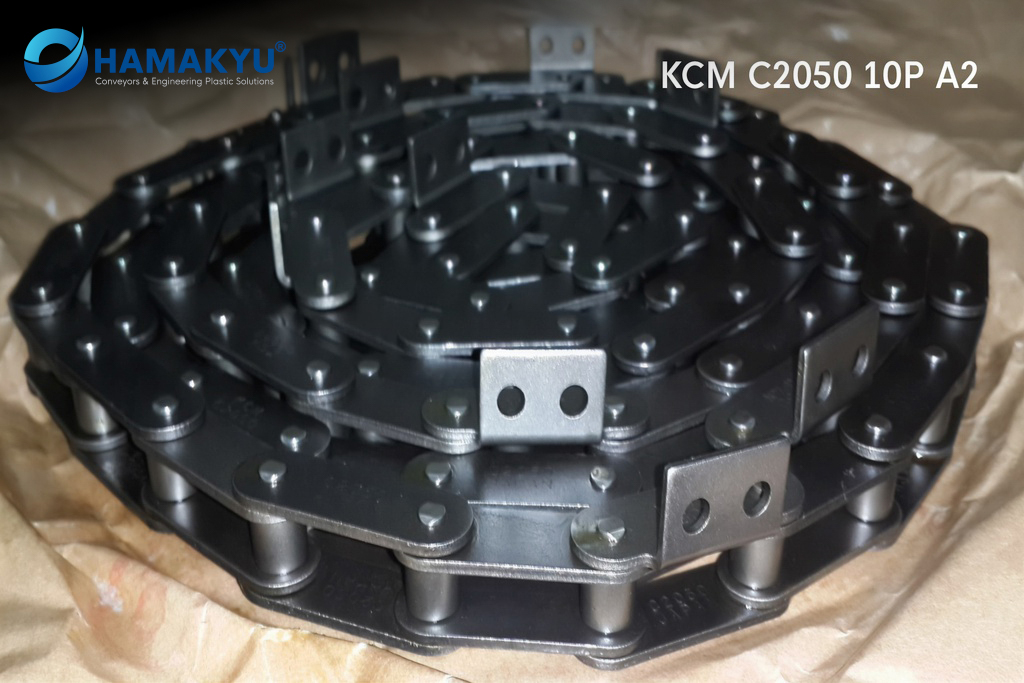 KCM Double Pitch Roller Chains With Attachments